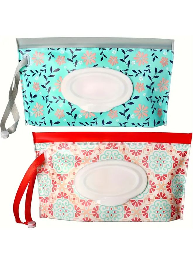 حاويات مناديل مبللة قابلة لإعادة الاستخدام محمولة باللون الوردي 2 حزمة مقاومة للتسرب لحالة السفر قابلة لإعادة التعبئة قابلة للغسل - Image 3